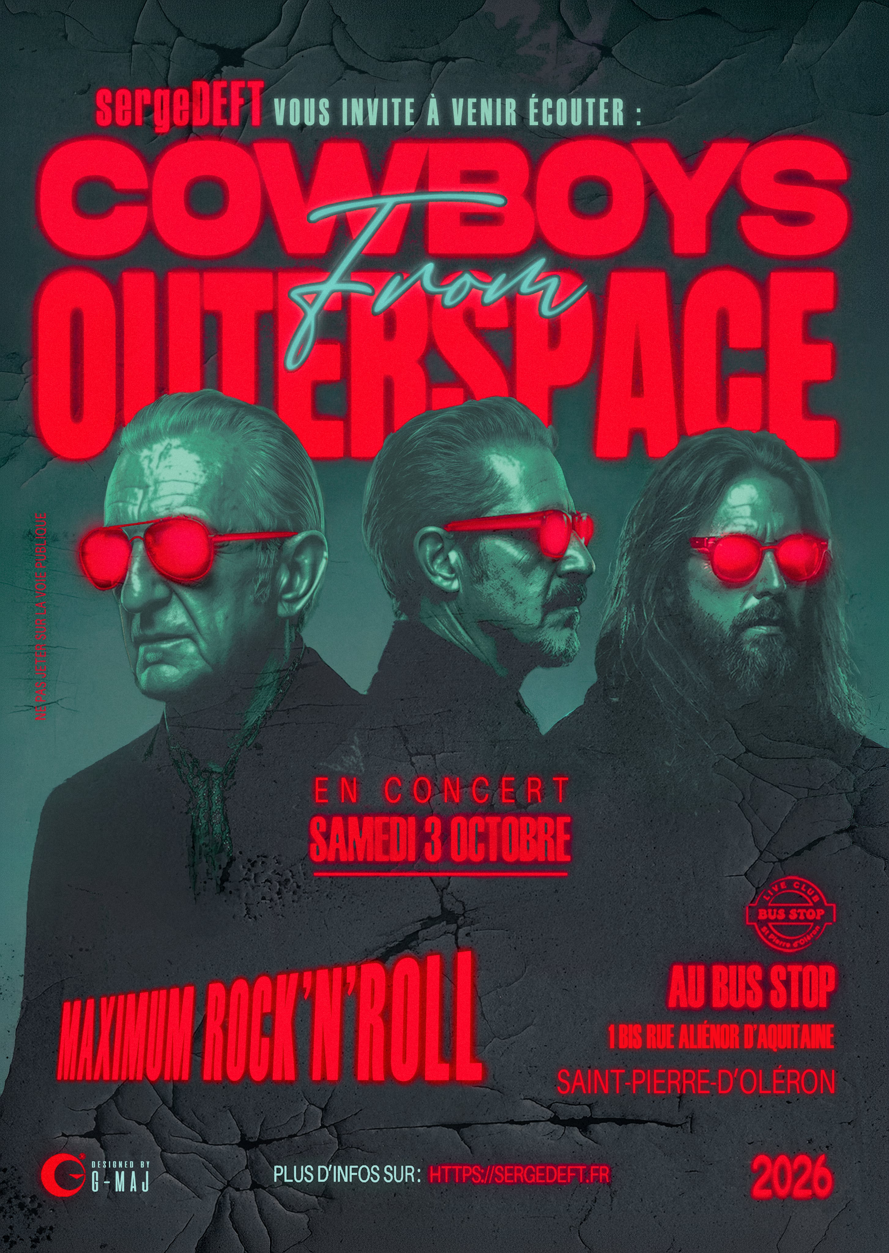 Affiche du concert Cowboys From Outerspace au Bus Stop